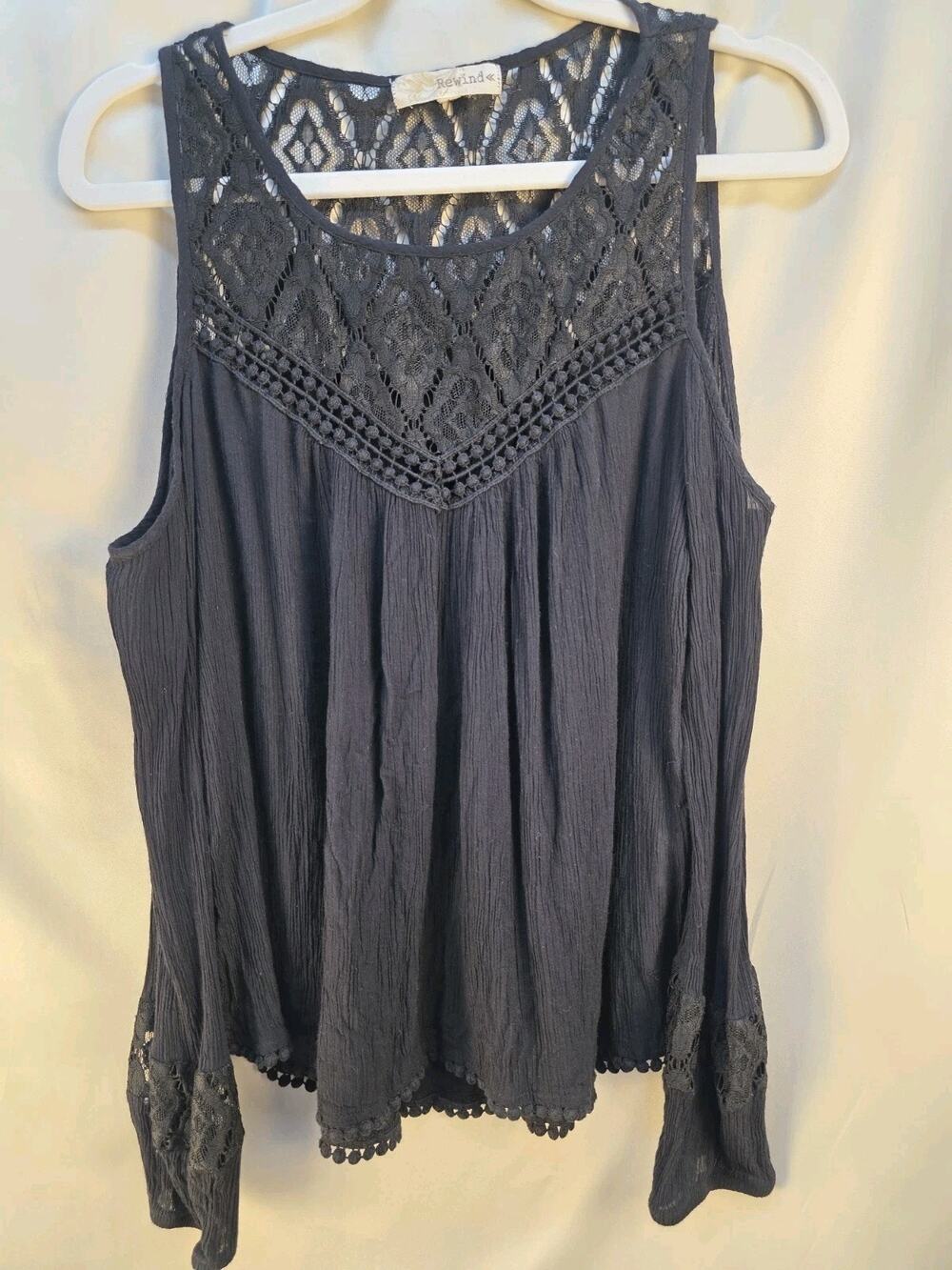 Rewind Women's Medium Blouse Black Gauzy Cut Out Shoulder Goth Dark Romantic